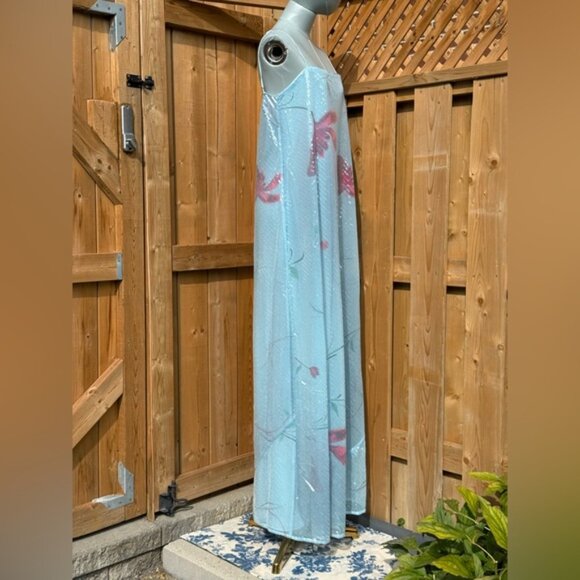 🆕 RAT & BOA 🧿 NWOT Marisol Blue Floral Printed Sequin Shimmer Maxi Dress Sz L - Picture 9 of 15